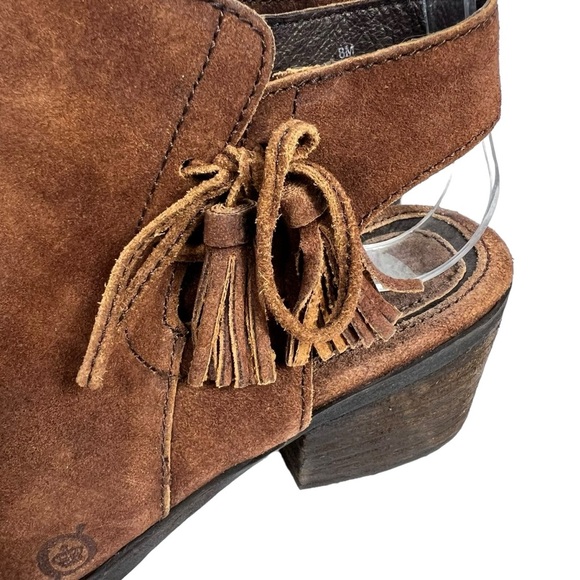 BORN Monikah Block Heel Distressed Suede Back Strap Bootie in Tobacco Size 8 - Picture 3 of 13